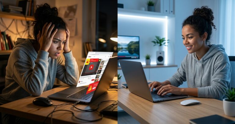 Is YouTube Premium worth it — frustrated user seeing ads versus clean ad-free viewing experience